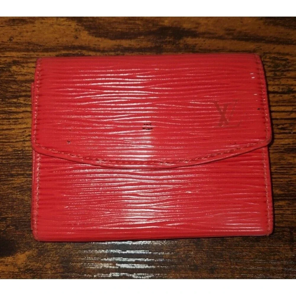 Louis Vuitton Epi Leather Card Holder Castilian‎ Red Vintage Wallet Spain M63587